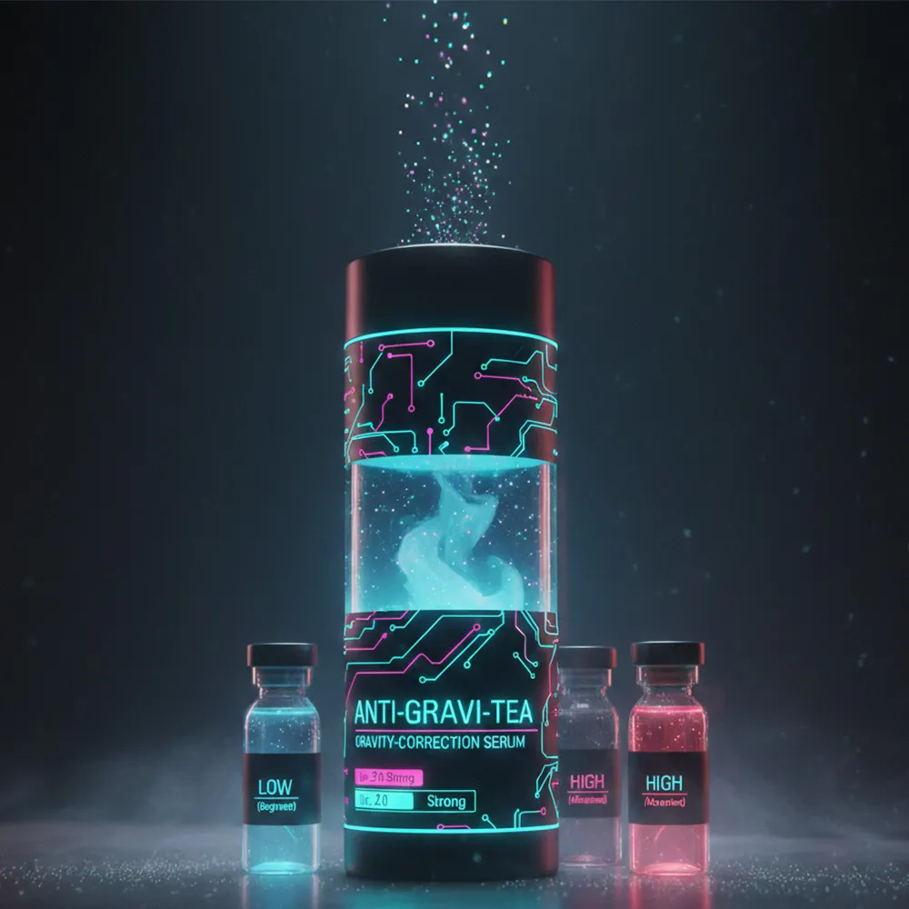 異次元の肉体変異アイテム「重力補正ドリンク」：重力が逆になり肌のたるみが解消する